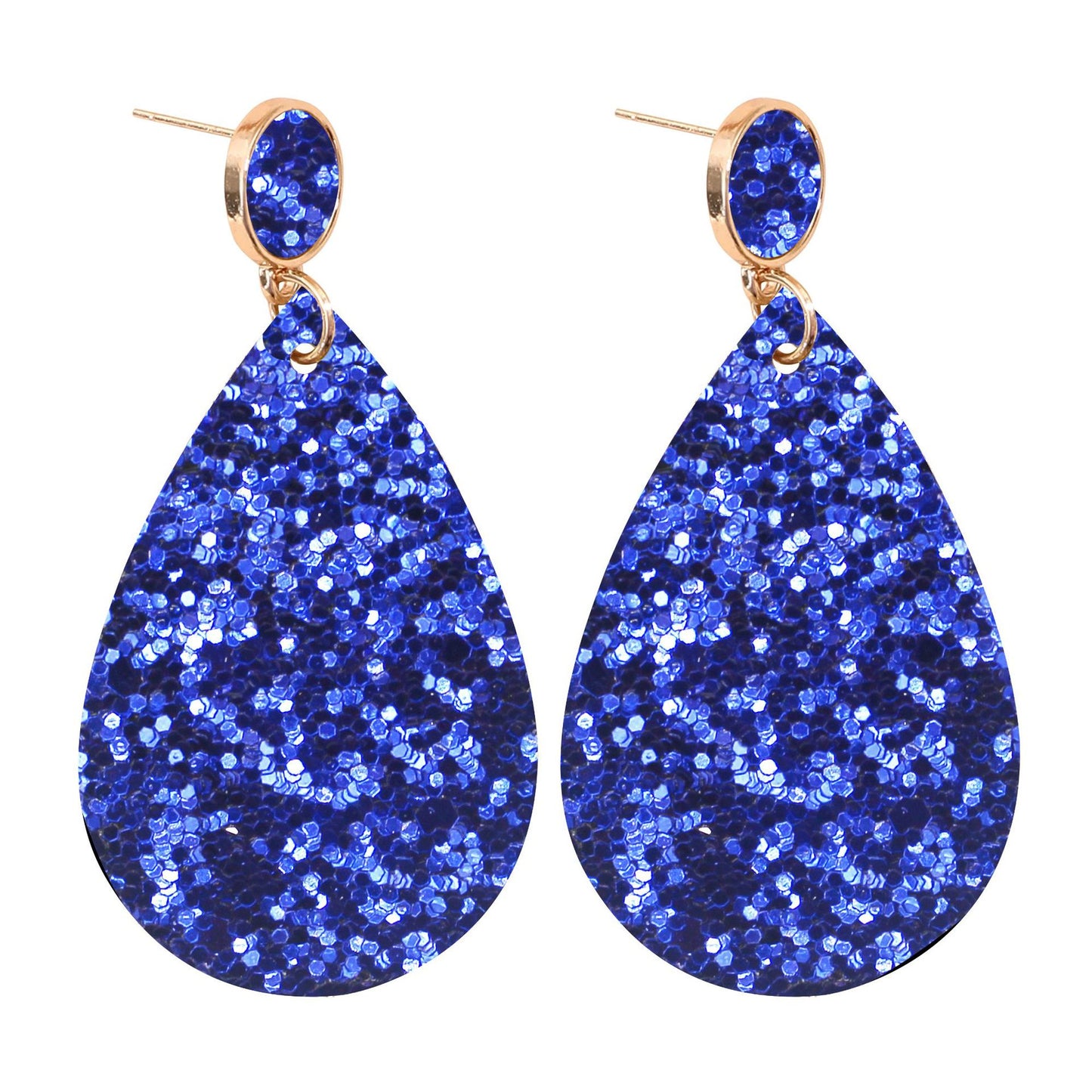 1 Pair Retro Glitter PU Leather Water Droplet Earrings