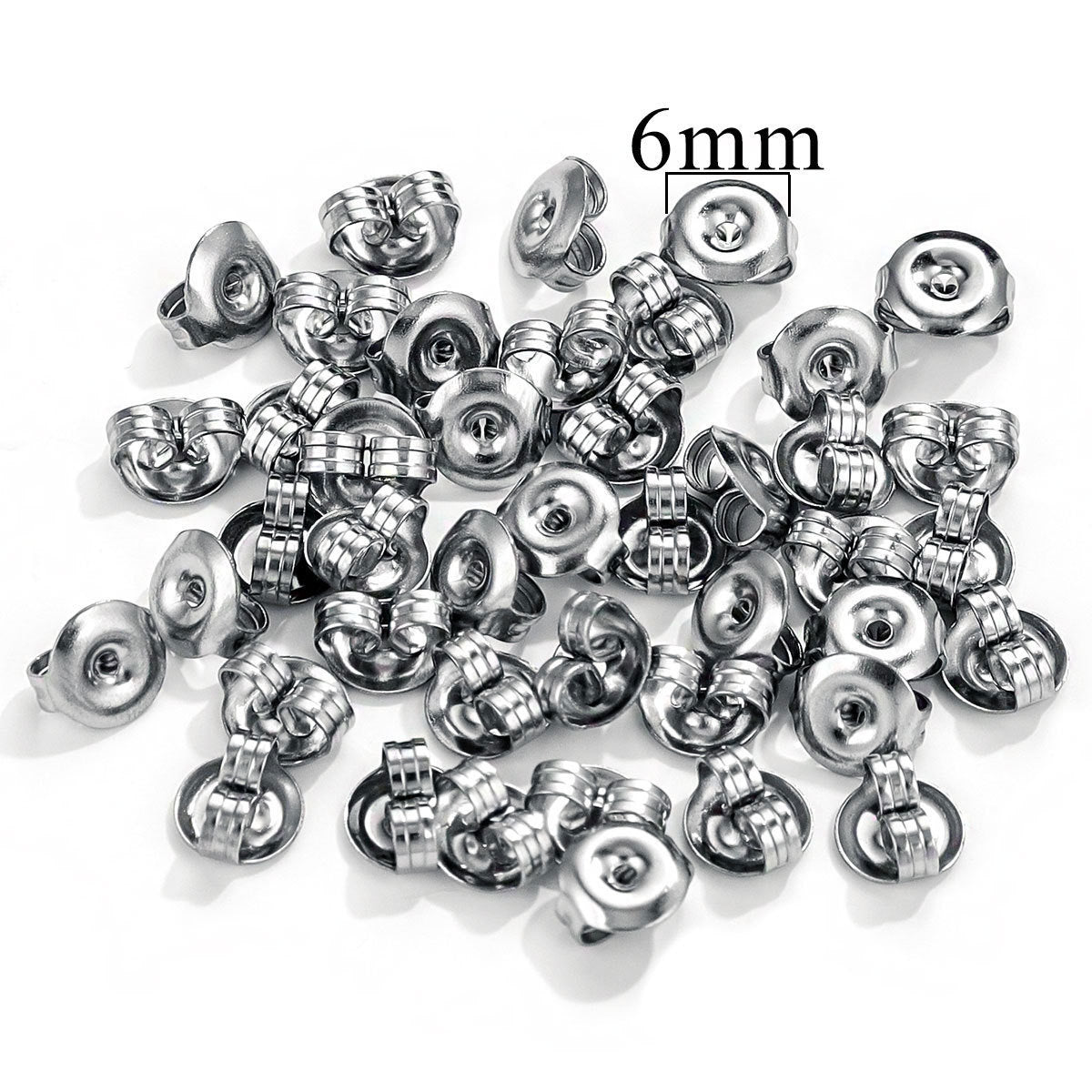 1 Piece 6mm 304 Stainless Steel Polished Ear Nuts for DIY Jewelry Making