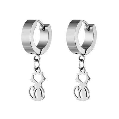 Simple Cat Stainless Steel Clip-On Earrings