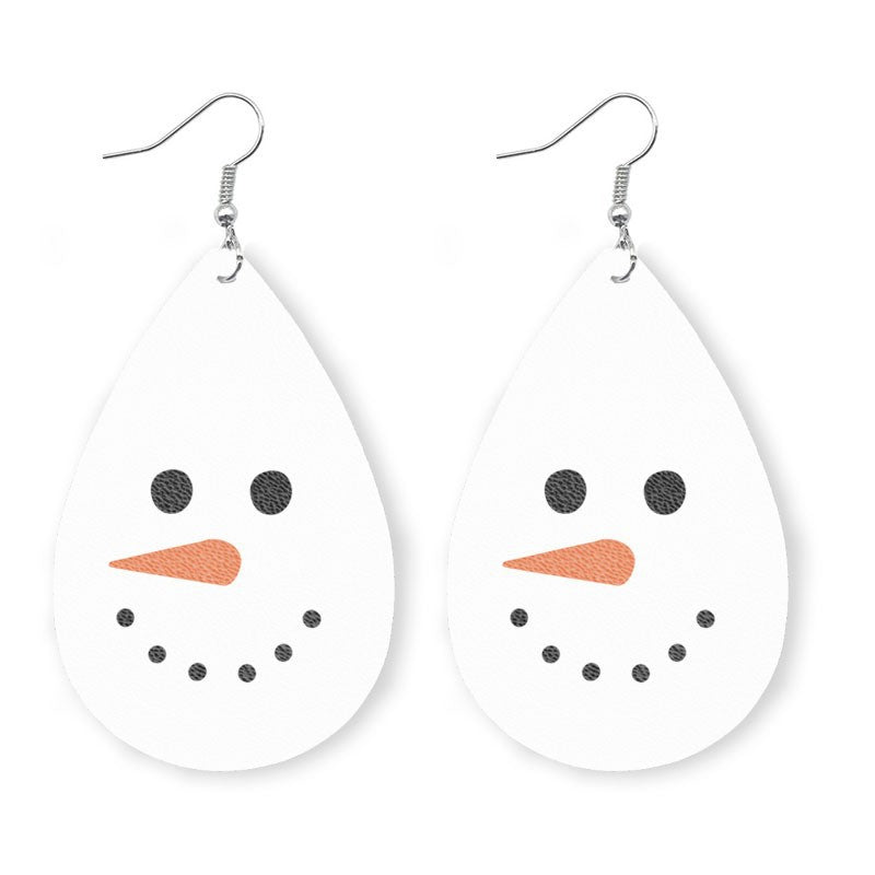 1 Pair Simple Style Classic Style Streetwear Christmas Tree Water Droplets Snowflake Pu Leather Drop Earrings