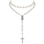 Vintage Cross Imitation Pearl Beaded Pendant Necklace