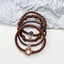 Women's Heart Shape Hair Tie Set - Milk Coffee Color Leather Bands & Floral Love Rings