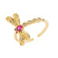 Baroque Dragonfly Zircon Adjustable Gold Plated Open Ring