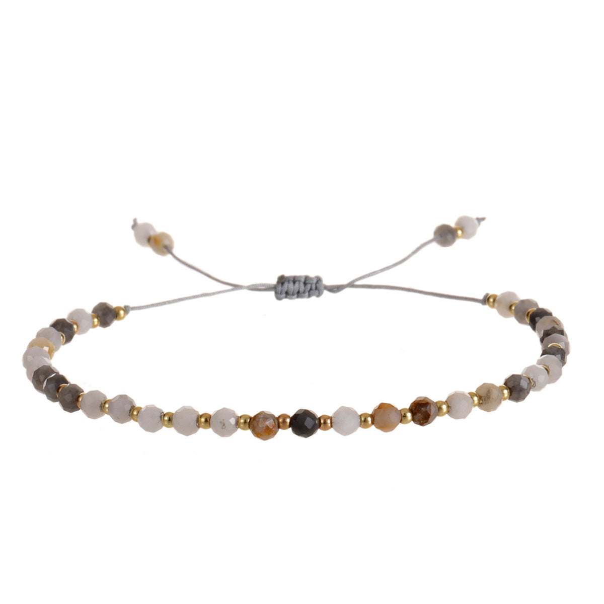 Simple Style Adjustable Natural Stone Beaded Knitting Bracelets