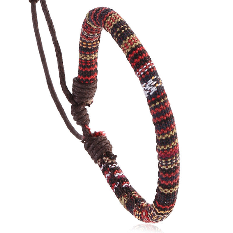 Ethnic Style Colorful Braided Bracelet for Women - Hand-Woven Cotton and Linen Jewelry