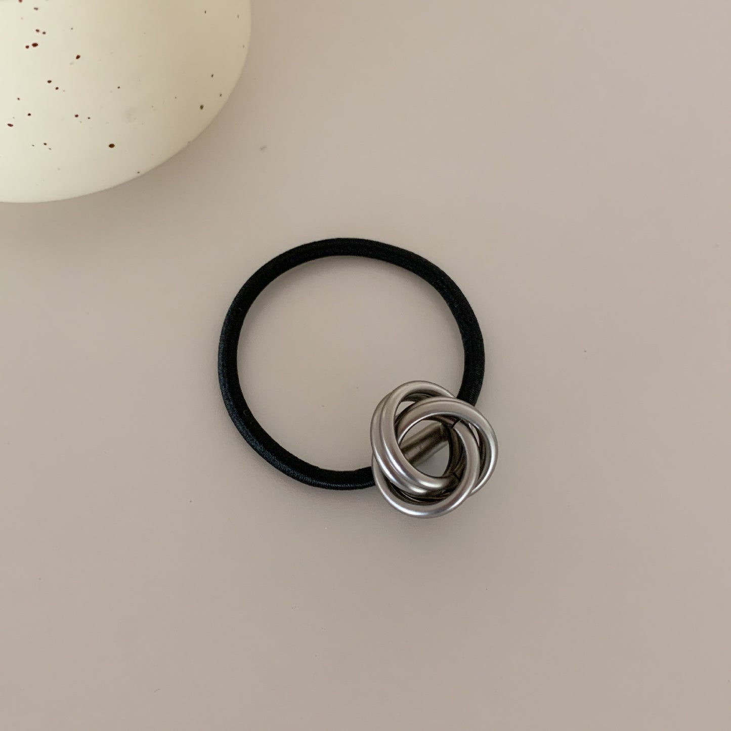 Elegant Metal Round Hair Tie with Rubber Band