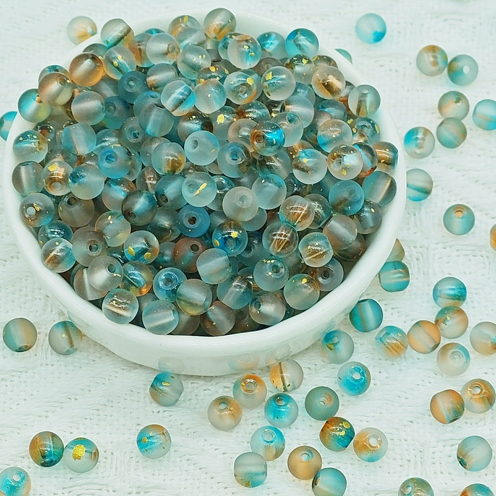 50 PCS 6mm Premium Transparent Frosted Glass Round Beads for DIY Jewelry Making