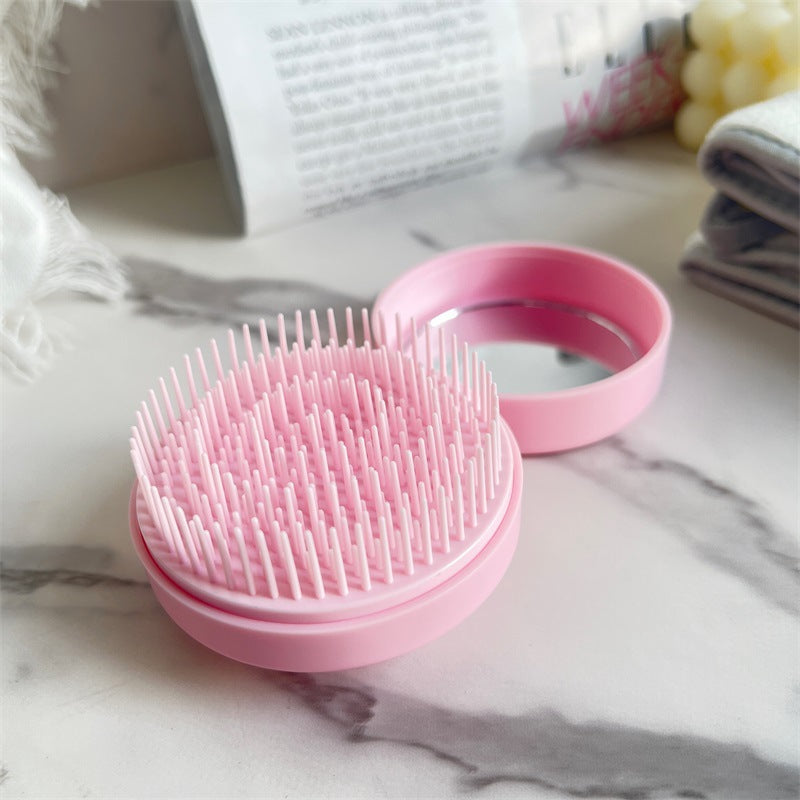 Simple Style Solid Color Portable Hair Comb Set with Mirror