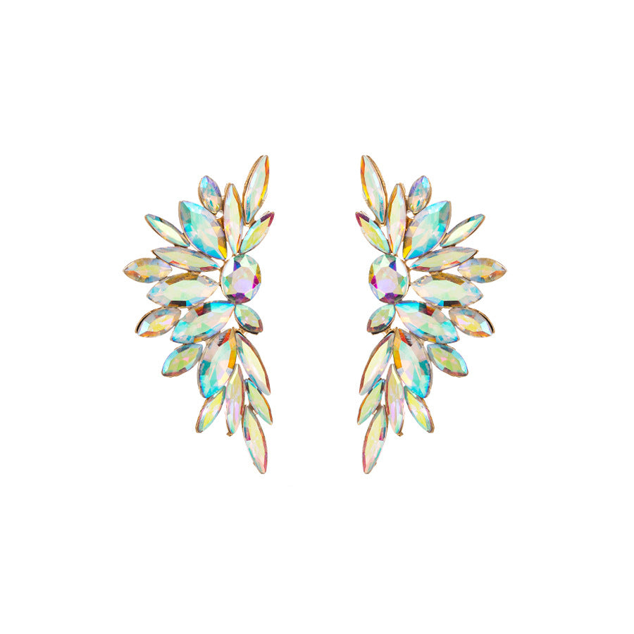 Baroque Floral Rhinestone Gold Plated Stud Earrings