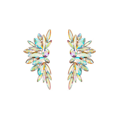 Baroque Floral Rhinestone Gold Plated Stud Earrings