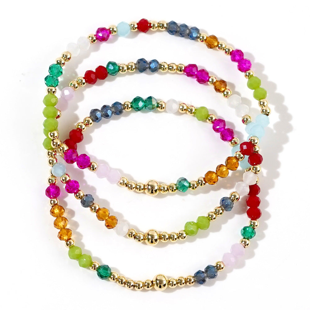 Bohemian Geometric Heart Crystal Beaded Bracelet Set