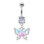 1 Piece Belly Rings Elegant Sexy Moon Butterfly 316 Stainless Steel  Alloy Plating Inlay Acrylic Rhinestones Zircon White Gold Plated