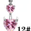 Butterfly Heart Zircon Inlay Stainless Steel Belly Ring Set