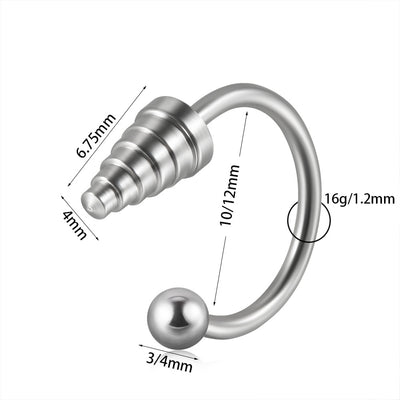 Stainless Steel Plated Horseshoe Lip and Nose Ring Piercing Stud