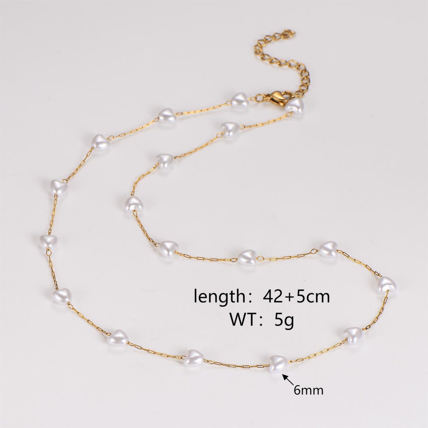 Casual Heart Shape Stainless Steel Pearl Necklace