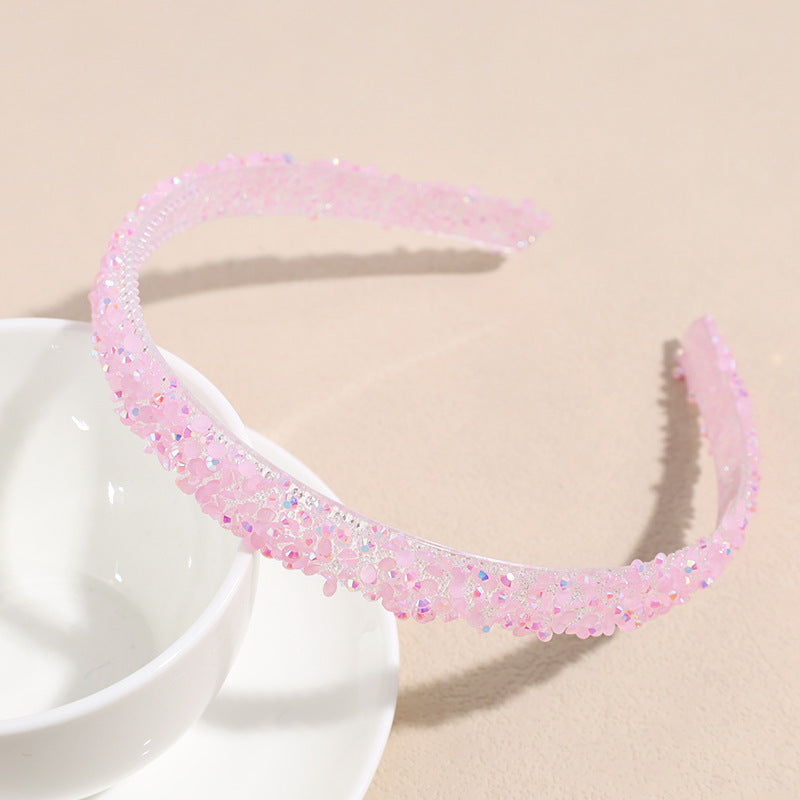 Simple Classic Solid Color Resin Inlay Jelly Rhinestone Hairband