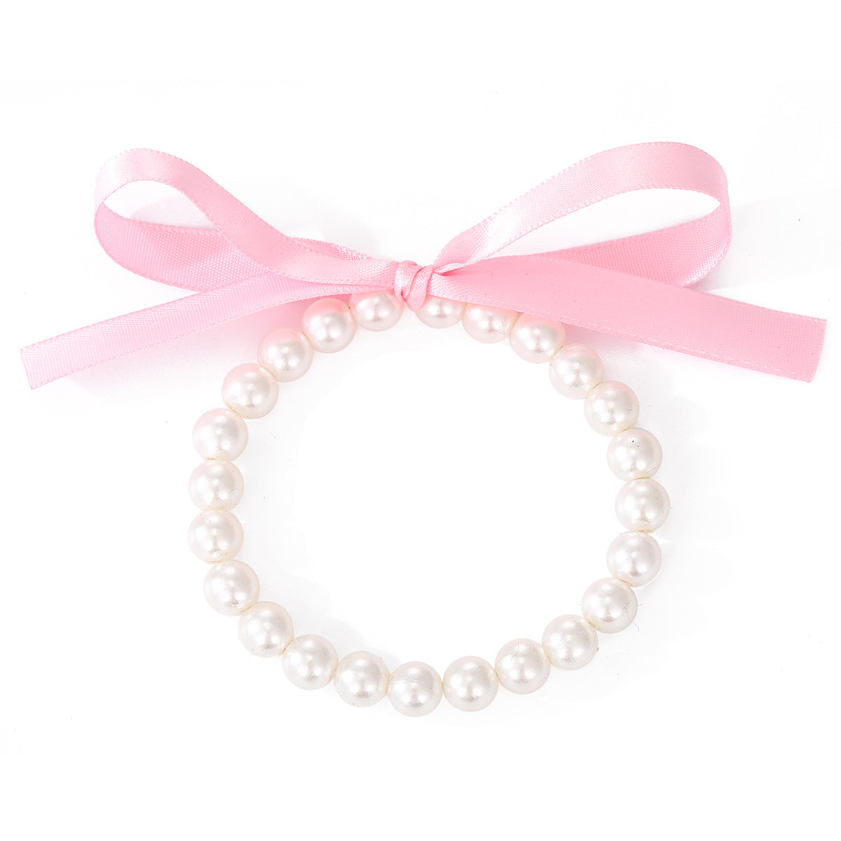 Simple Classic Bow Knot Imitation Pearl Elastic Bracelet