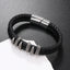 Retro Geometric Alloy Knitted Leather Men's Bracelet