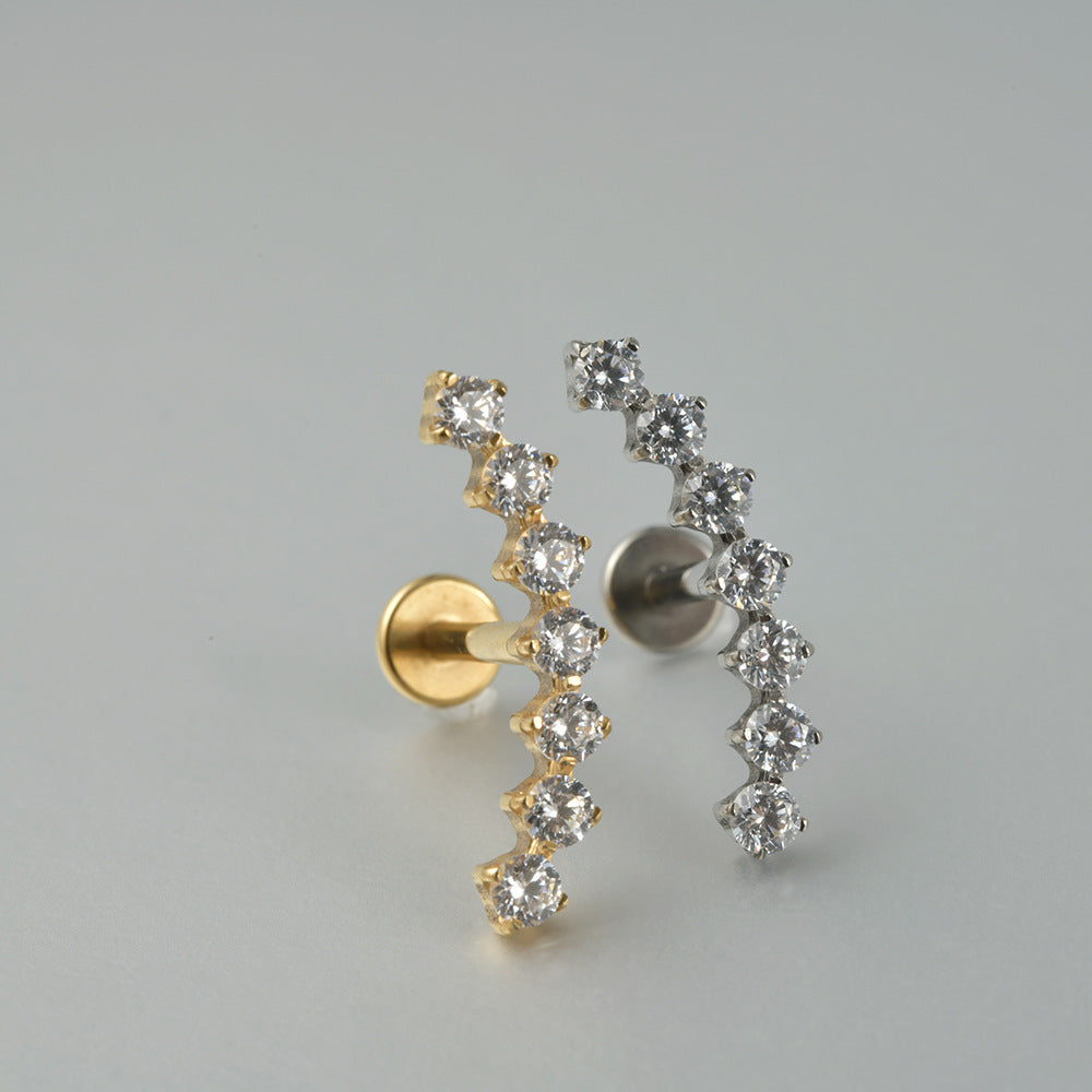 G23 Titanium Zircon Moon Lip and Cartilage Stud Earrings