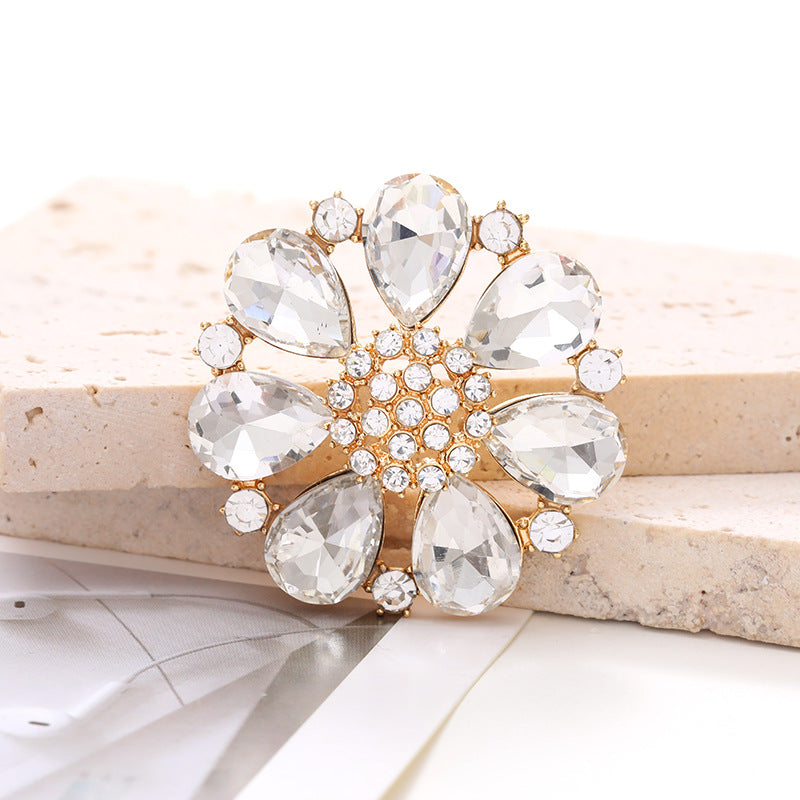 4cm Zinc Alloy Gemstone Crystal Flower DIY Ornament Beads Accessories