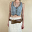 Vintage Style Round Alloy Women's Chain Belt with Adjustable Leather Studded Buckle