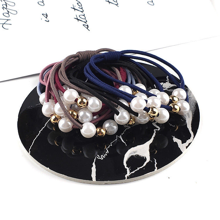 Korean Style Pearl Knotted Hair Band - High Elasticity Handmade Hair Rope