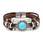 Retro Turquoise Leather and Beaded Stone Unisex Bracelet