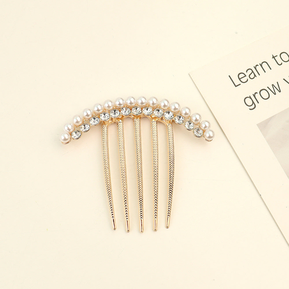 Women's Shiny Butterfly Rhinestone Pearl Hair Insert Comb