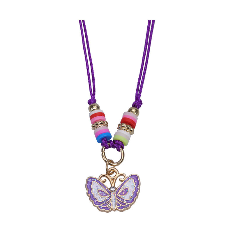 Colorful Butterfly Heart Kids' Friendship Bracelet and Necklace Set