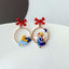 Fashion Cartoon Enamel Butterfly Bow Drop Earrings