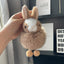 Simple Rabbit Plush Keychain with Faux Fur Pom Pom Charm