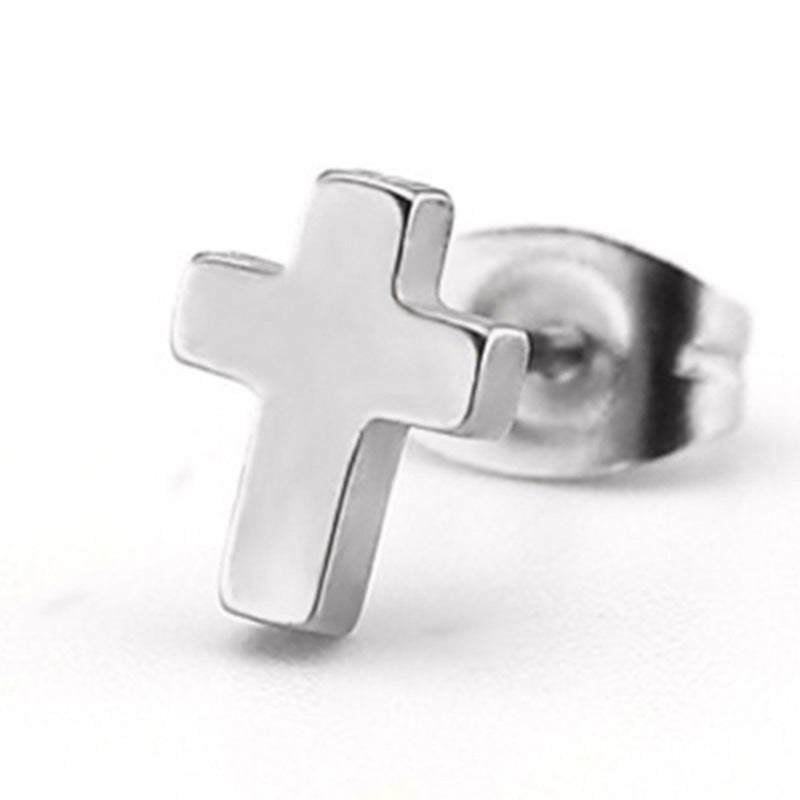 1 Pair Minimalist Cross Design 304 Stainless Steel Stud Earrings