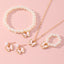 New Butterfly Pendant Pearl Bracelet and Children's Ring Earrings Jewelry Set