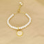 18K Gold Plated Adjustable Letter Pendant Imitation Pearl Bracelet