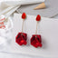 Sweet Red Rose Petal Tassel Earrings - Retro Long Acrylic Bridal Jewelry