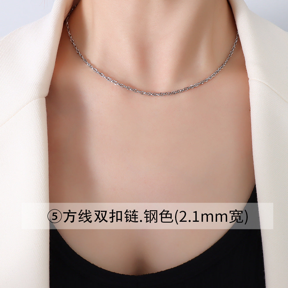 18K Gold Plated Minimalist Titanium Steel Necklace Set