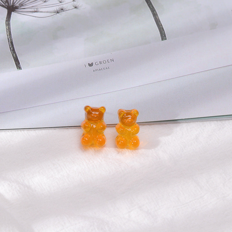 1 Pair Cartoon Style Bear Plastic Resin Women's Rings Earrings