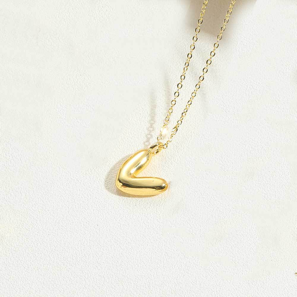 14K Gold Plated Copper Initial Pendant Necklace