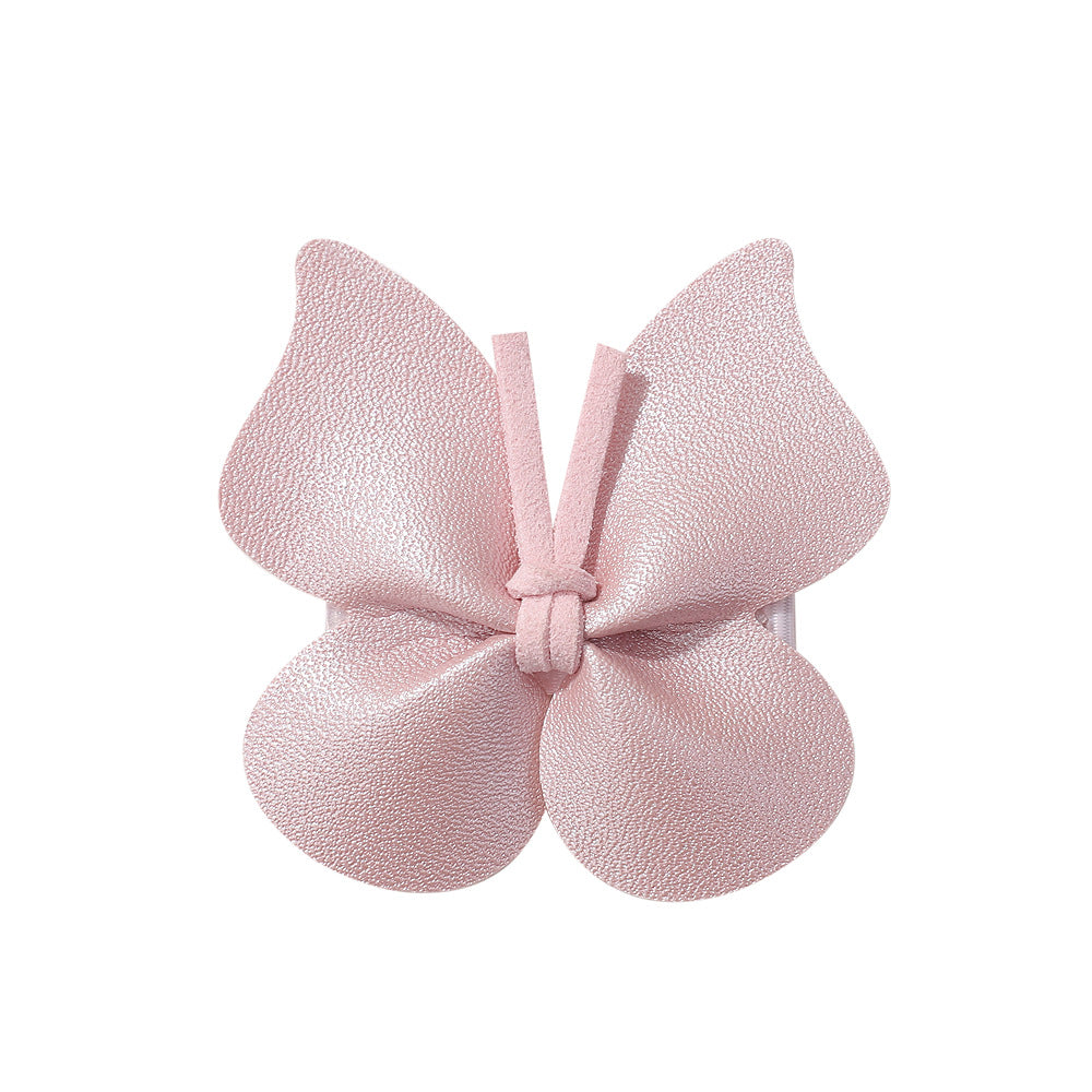 Girls' Butterfly Hair Clip - Glossy Leather & Polyester Rib Hair Accessory