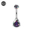 G23 Titanium Water Droplet Belly Ring with Synthetic Opal and Zircon Inlay