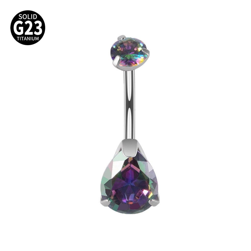 1 Piece Belly Rings Fashion Water Droplets G23 Titanium Synthetic Opal Zircon Inlay Synthetic Opal Zircon