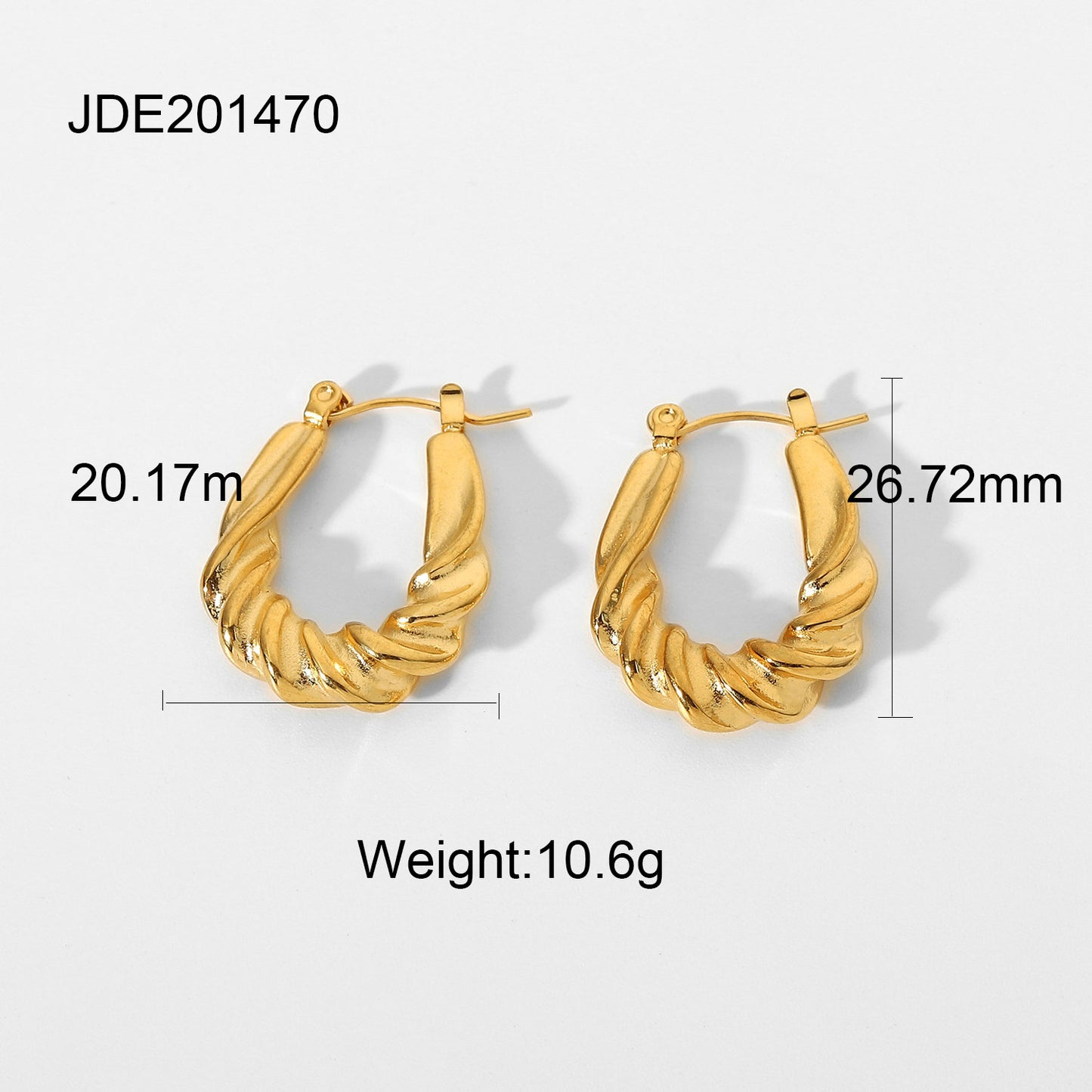 Gold-plated Twisted Croissant Stainless Steel Hoop Earrings