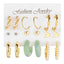 Elegant Geometric Butterfly and Leopard Print Pearl Earring Set - 6 Pairs