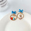 Fashion Cartoon Enamel Butterfly Bow Drop Earrings