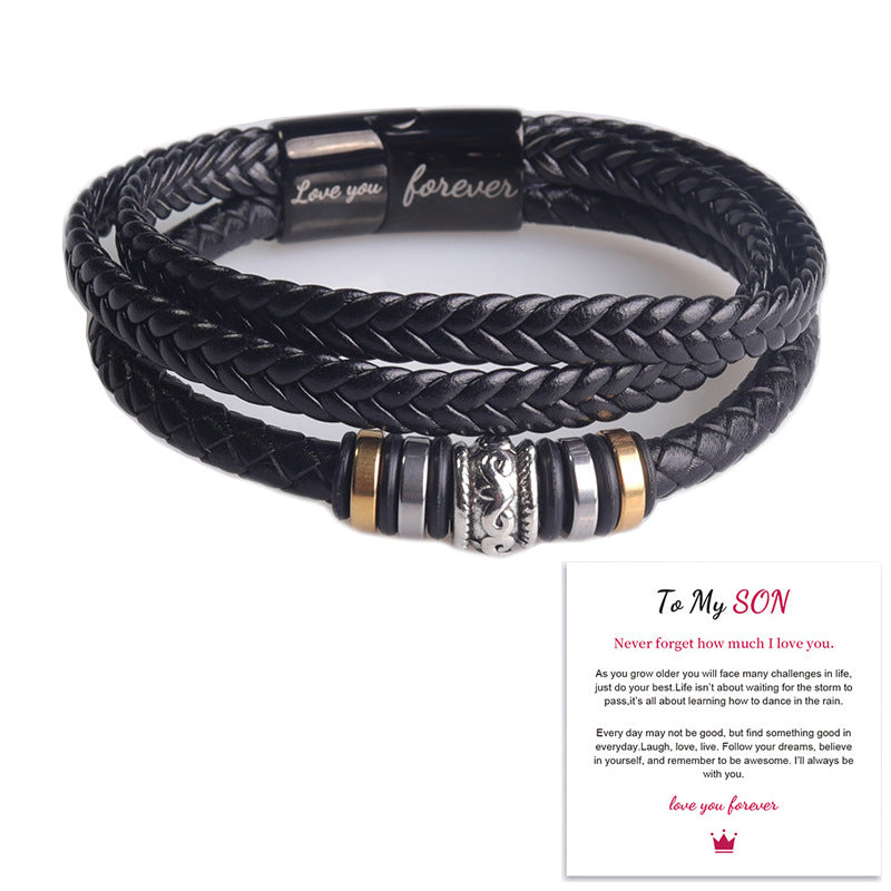 Retro Alloy Men's Multi-Layer Leather Bracelet