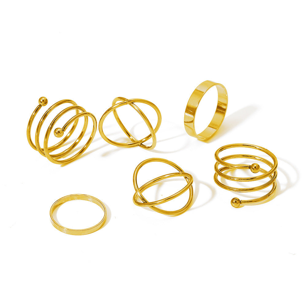 Creative Simple Stacking 7-Piece Ring Combination Set