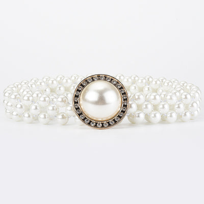 Elegant Vintage White Pearl Women's Chain Belt