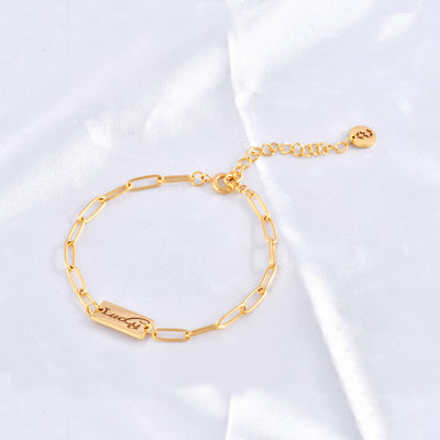 Simple Style Lucky Letter Titanium Steel Chain Bracelet 18K Gold Plated