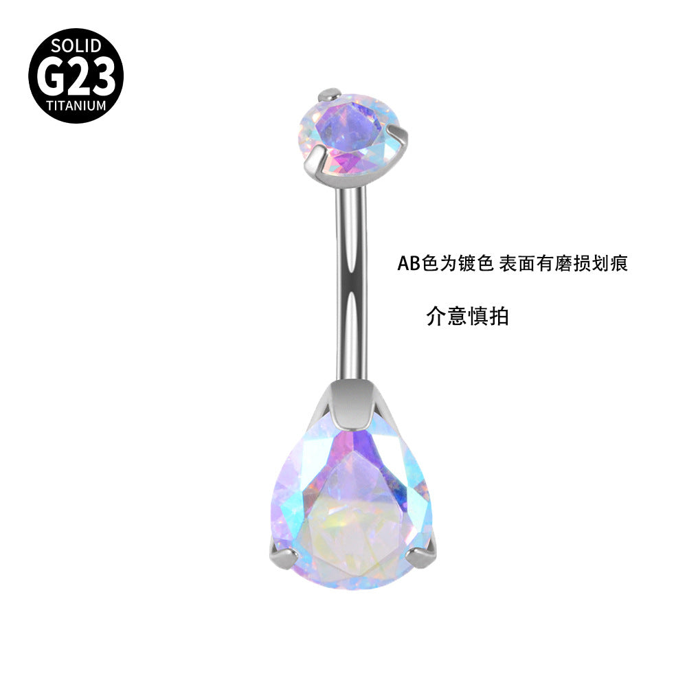 1 Piece Belly Rings Fashion Water Droplets G23 Titanium Synthetic Opal Zircon Inlay Synthetic Opal Zircon