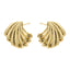 1 Pair Vintage Style 18K Gold Plated Sector Square Copper Ear Studs with Shell Stripe Texture Heart Hoops